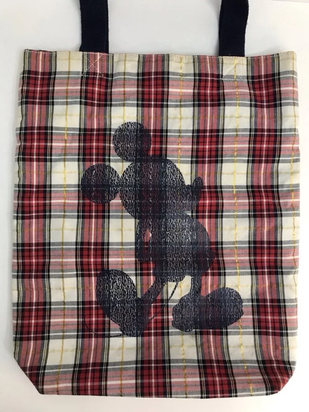 Plaid Mickey Mouse Tote Walt Disney World Disneyland Reusable Bag Magnetic Close